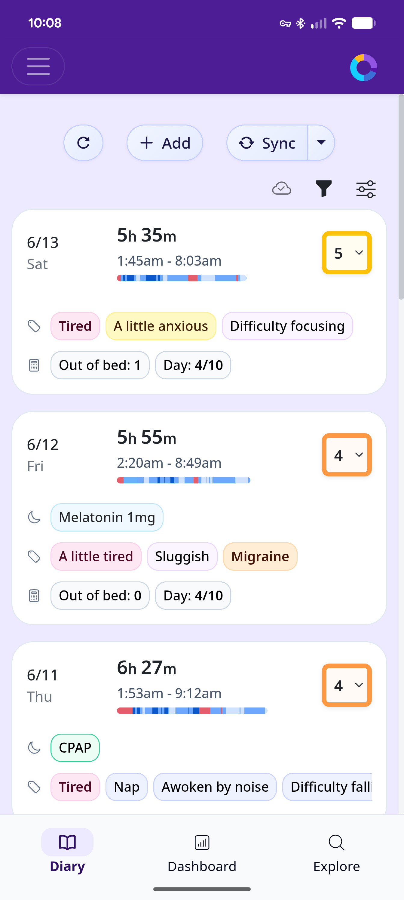 Sleep tracking dashboard